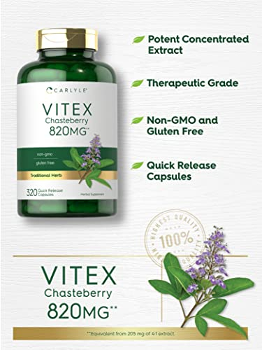 Foto 4 pulgar | Suplemento Carlyle Vitex Sauzgatillo 820 Mg 150 Cápsulas - Venta Internacional.