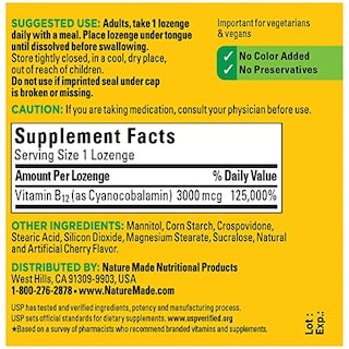 Foto 6 | Suplemento De Vitamina B12 Sublingual Nature Made, 3000 Mcg, 40 Onzas - Venta Internacional.