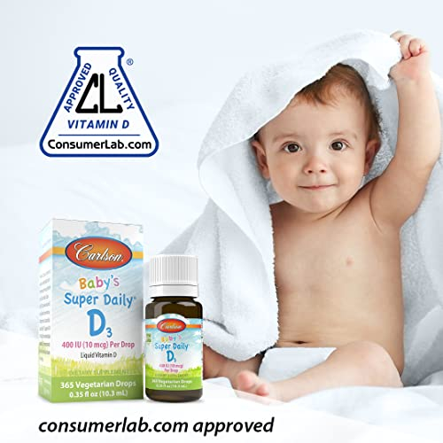 Foto 3 pulgar | Gotas De Vitamina D Carlson Baby's Super Daily D3 400 Ui Durante 1 Año - Venta Internacional.