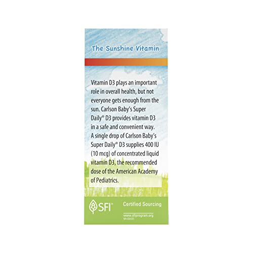 Foto 5 | Gotas De Vitamina D Carlson Baby's Super Daily D3 400 Ui Durante 1 Año - Venta Internacional.
