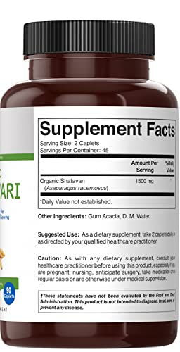 Foto 5 pulgar | Suplemento Brieofood Shatavari Organic 1500 Mg 90 Comprimidos - Venta Internacional.