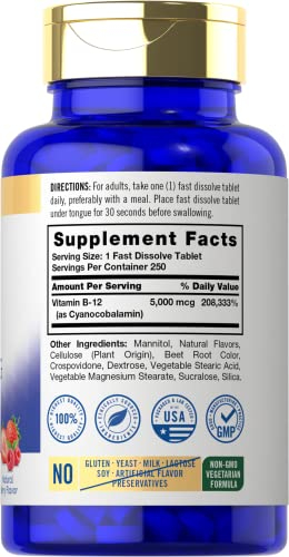Foto 3 pulgar | Suplemento Carlyle De Vitamina B12 5000 Mcg 250 Tabletas - Venta Internacional.