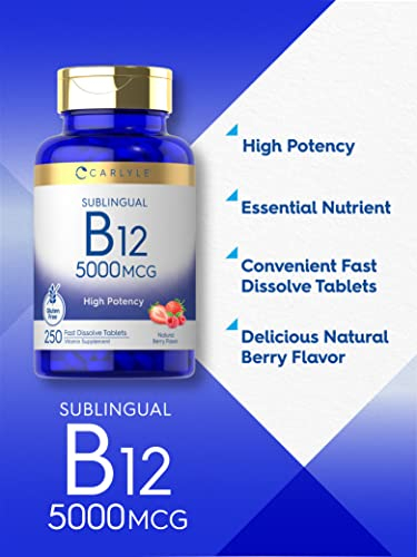 Foto 4 pulgar | Suplemento Carlyle De Vitamina B12 5000 Mcg 250 Tabletas - Venta Internacional.