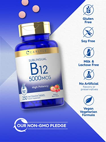 Foto 5 pulgar | Suplemento Carlyle De Vitamina B12 5000 Mcg 250 Tabletas - Venta Internacional.