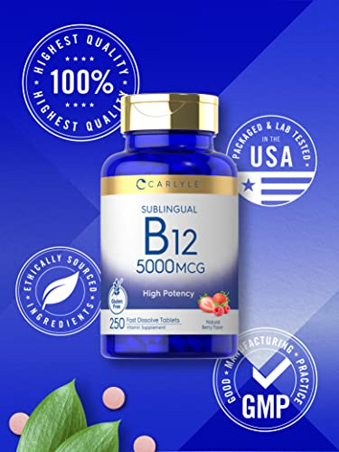 Foto 5 | Suplemento Carlyle De Vitamina B12 5000 Mcg 250 Tabletas - Venta Internacional.