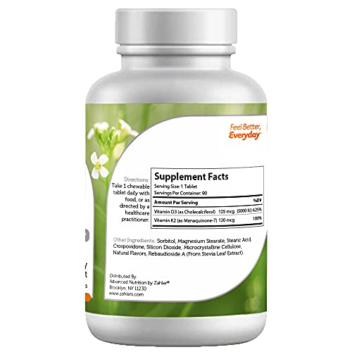 Foto 3 pulgar | Suplemento Zahler De Vitamina D3 Y K2 Masticable, 5000 Ui, 90 Comprimidos - Venta Internacional.