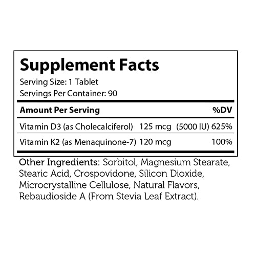 Foto 6 pulgar | Suplemento Zahler De Vitamina D3 Y K2 Masticable, 5000 Ui, 90 Comprimidos - Venta Internacional.