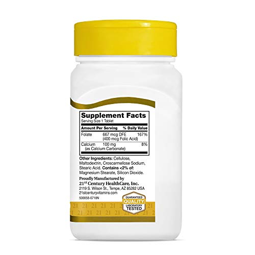 Foto 5 | Suplemento De Ácido Fólico Del Siglo Xxi, Tabletas De 400 Mcg, 250 Unidades - Venta Internacional.