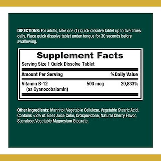 Foto 2 | Suplemento Nature's Bounty De Vitamina B12, 500 Mcg, Tabletas De 100 Unidades - Venta Internacional.