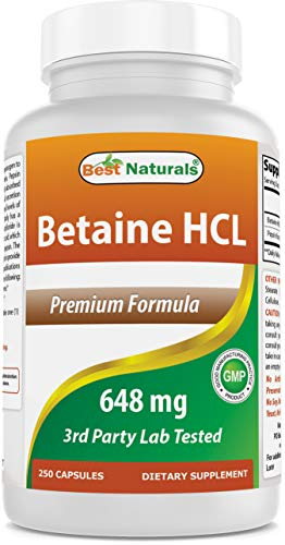 Foto 1 | Suplemento Best Naturals Betaine Hcl 648 Mg 250 Cápsulas - Venta Internacional.