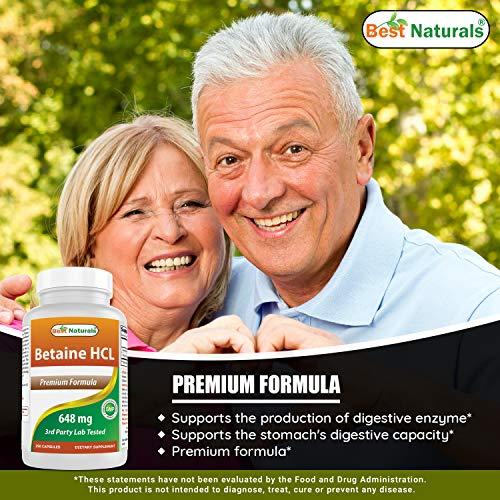Foto 5 pulgar | Suplemento Best Naturals Betaine Hcl 648 Mg 250 Cápsulas - Venta Internacional.