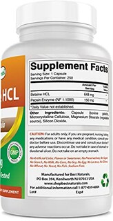 Foto 5 | Suplemento Best Naturals Betaine Hcl 648 Mg 250 Cápsulas - Venta Internacional.