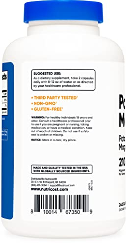 Foto 4 pulgar | Suplemento Nutricost De Potasio 99 Mg De Magnesio Y 210 Mg De Citratos - Venta Internacional.