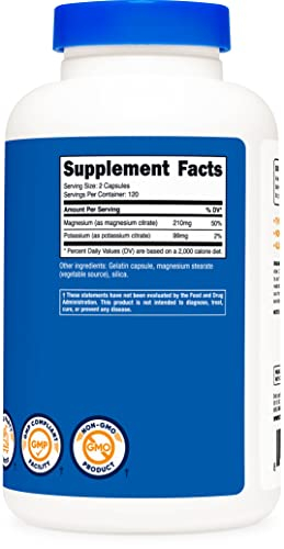 Foto 5 pulgar | Suplemento Nutricost De Potasio 99 Mg De Magnesio Y 210 Mg De Citratos - Venta Internacional.