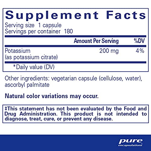 Foto 3 pulgar | Suplemento Pure Encapsulations De Potasio (citrato) 180 Cápsulas - Venta Internacional.