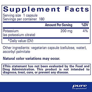 Foto 2 | Suplemento Pure Encapsulations De Potasio (citrato) 180 Cápsulas - Venta Internacional.