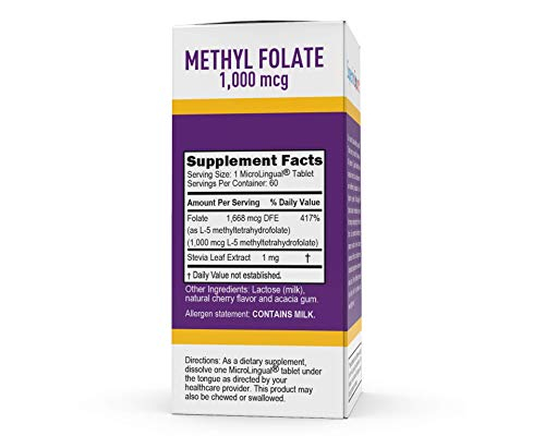 Foto 3 pulgar | Suplemento De Metilfolato 5-mthf De Fuente Superior, 1000 Mcg, 60 Ta - Venta Internacional.
