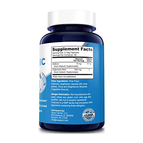 Foto 3 pulgar | Suplemento De Ácido Hialurónico Nusapure 200 Mg 180 Cápsulas Vegetarianas - Venta Internacional.