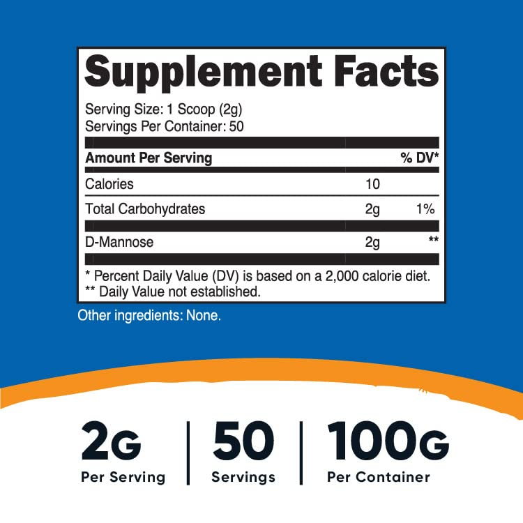 Foto 3 pulgar | Suplemento Nutricost D-manosa En Polvo 100 G (50 Porciones) - Venta Internacional.