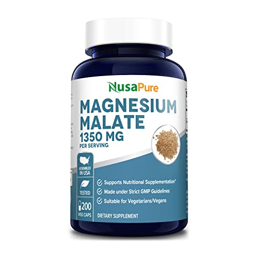 Foto 2 pulgar | Suplemento De Malato De Magnesio Nusapure 1350 Mg 200 Cápsulas - Venta Internacional.