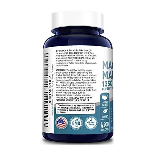 Foto 4 pulgar | Suplemento De Malato De Magnesio Nusapure 1350 Mg 200 Cápsulas - Venta Internacional.