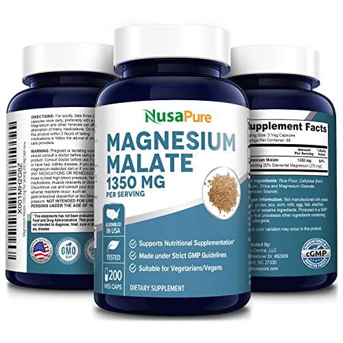 Foto 5 pulgar | Suplemento De Malato De Magnesio Nusapure 1350 Mg 200 Cápsulas - Venta Internacional.