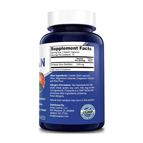 Foto 3 pulgar | Suplemento Nusapure Chitosan 1000 Mg 150 Cápsulas Sin Ogm - Venta Internacional.