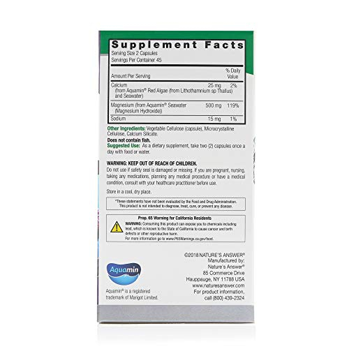 Foto 3 pulgar | Suplemento De 500 Mg De Magnesio De Base Marina De Nature's Answer - Venta Internacional.