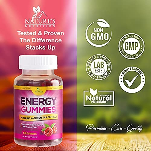 Foto 4 pulgar | Energy Gummies Nature's Nutrition, Vitamina B12, Té Verde, 60 - Venta Internacional.
