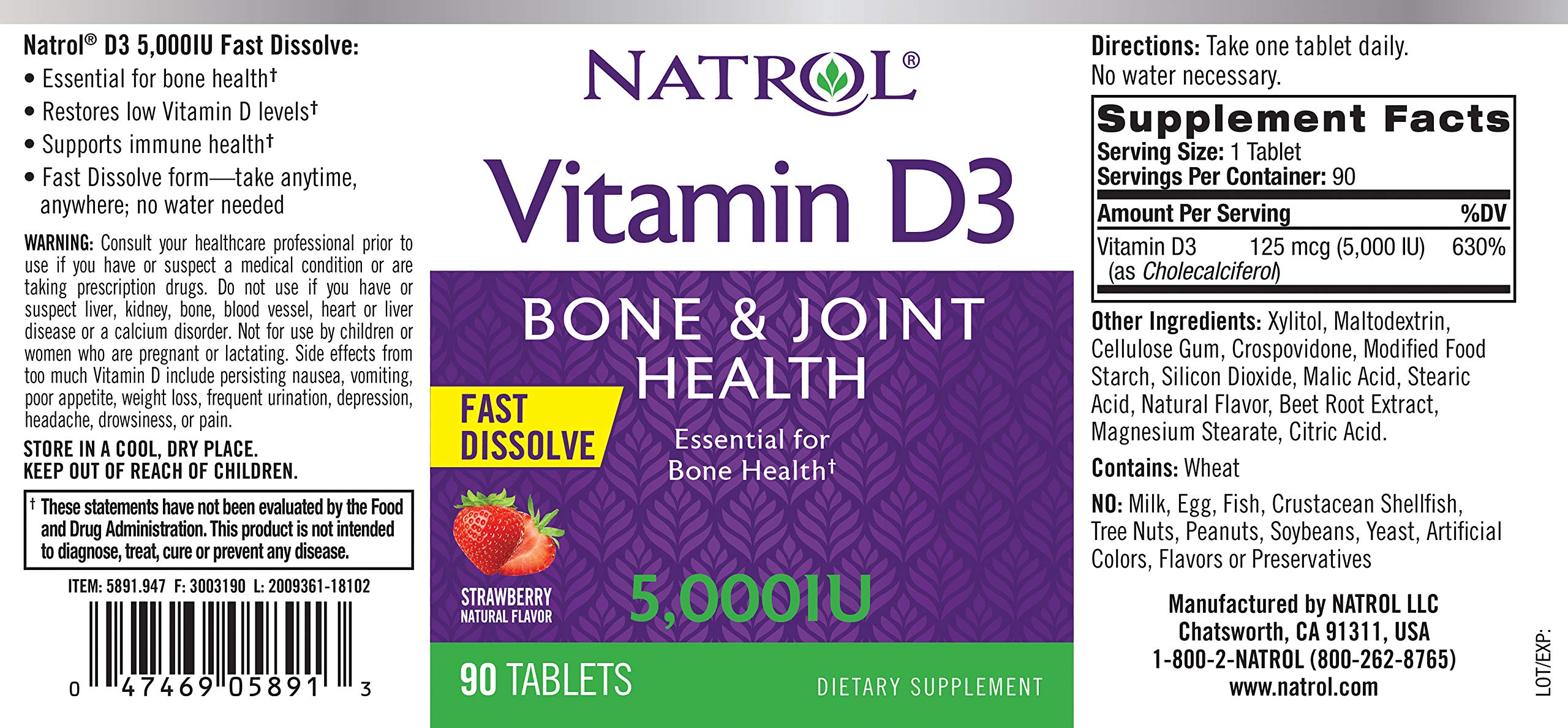 Foto 6 pulgar | Vitamina D3 Natrol Immune Health 5000 Ui De Disolución Rápida - Venta Internacional.