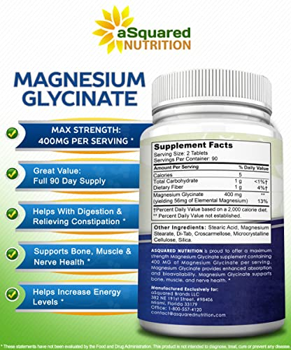 Foto 7 pulgar | Suplemento De Glicinato De Magnesio De Squared Nutrition 400 Mg - Venta Internacional.