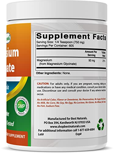 Foto 6 pulgar | Polvo De Glicinato De Magnesio Best Naturals 454 G - Venta Internacional.