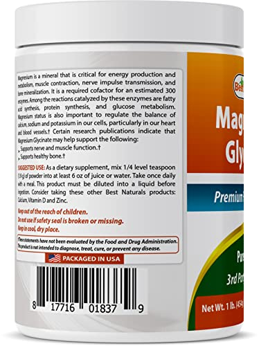 Foto 7 pulgar | Polvo De Glicinato De Magnesio Best Naturals 454 G - Venta Internacional.