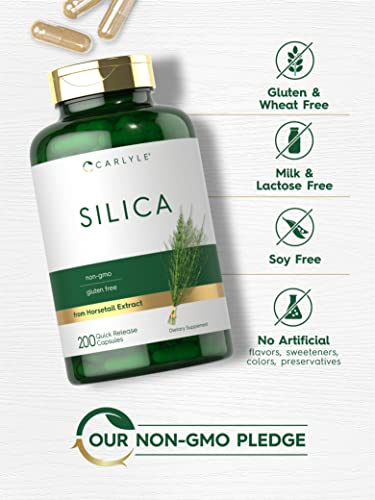 Foto 3 pulgar | Suplemento Carlyle Silica 500 Mg 200 Cápsulas Horsetail Extra - Venta Internacional.