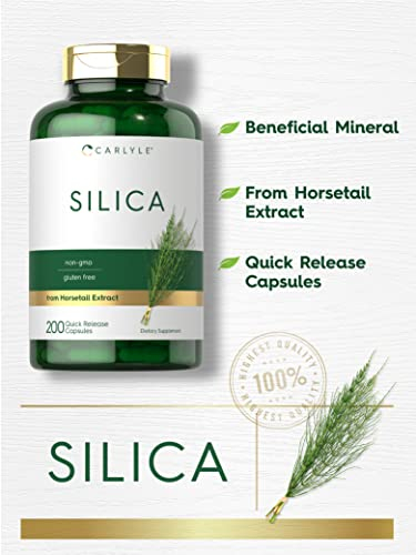 Foto 4 pulgar | Suplemento Carlyle Silica 500 Mg 200 Cápsulas Horsetail Extra - Venta Internacional.