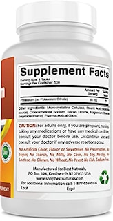 Foto 5 | Suplemento Best Naturals Citrato De Potasio 99 Mg 500 Comprimidos - Venta Internacional.