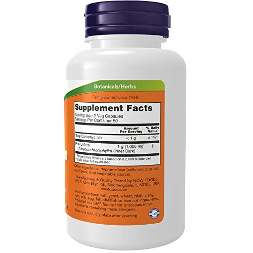Foto 3 pulgar | Supplement Now Pau D'arco Herbal Support 100 Cápsulas Vegetarianas - Venta Internacional.