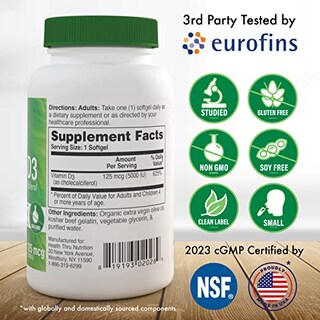 Foto 2 | Suplemento De Vitamina D3 De Health Thru Nutrition, 5000 Ui, 125 Mcg - Venta Internacional.