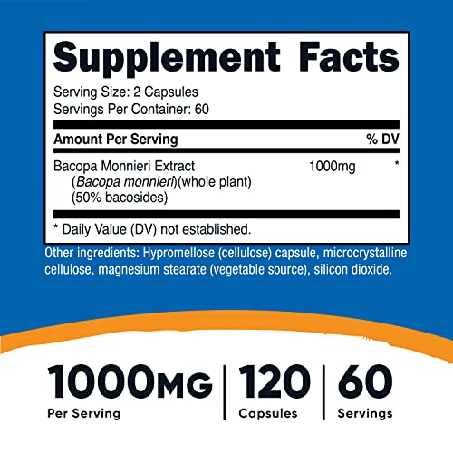 Foto 3 pulgar | Suplemento Nutricost Bacopa Monnieri 1000 Mg 120 Cápsulas - Venta Internacional.