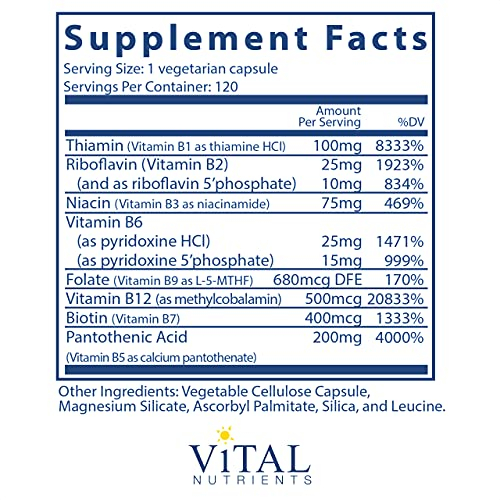 Foto 3 pulgar | Suplemento Vital Nutrients B-complex 120 Cápsulas Vegetarianas - Venta Internacional.
