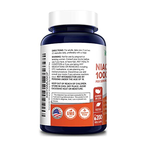 Foto 4 pulgar | Suplemento De Niacinamida Nusapure 1000 Mg 200 Cápsulas Vegetarianas - Venta Internacional.