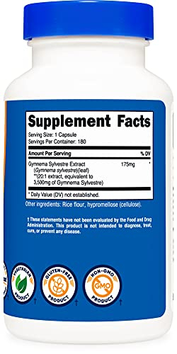 Foto 5 pulgar | Suplemento Nutricost Gymnema Sylvestre 175 Mg 180 Cápsulas - Venta Internacional.