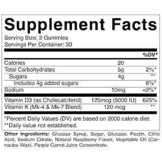 Foto 2 | Suplemento Vitamático De Vitamina D3 K2 En Gomitas, 60 Unidades, 2 - Venta Internacional.