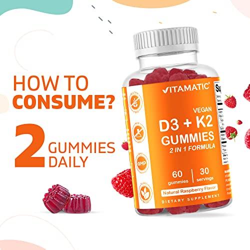 Foto 4 | Suplemento Vitamático De Vitamina D3 K2 En Gomitas, 60 Unidades, 2 - Venta Internacional.