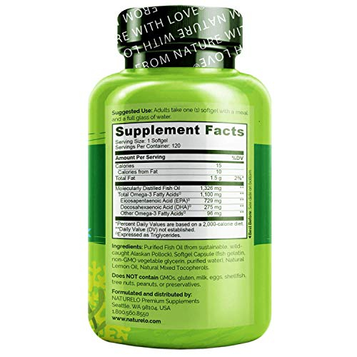 Foto 3 pulgar | Suplemento De Aceite De Pescado Omega 3 De Naturelo, 1100 Mg, 120 Cápsulas Blandas - Venta Internacional.