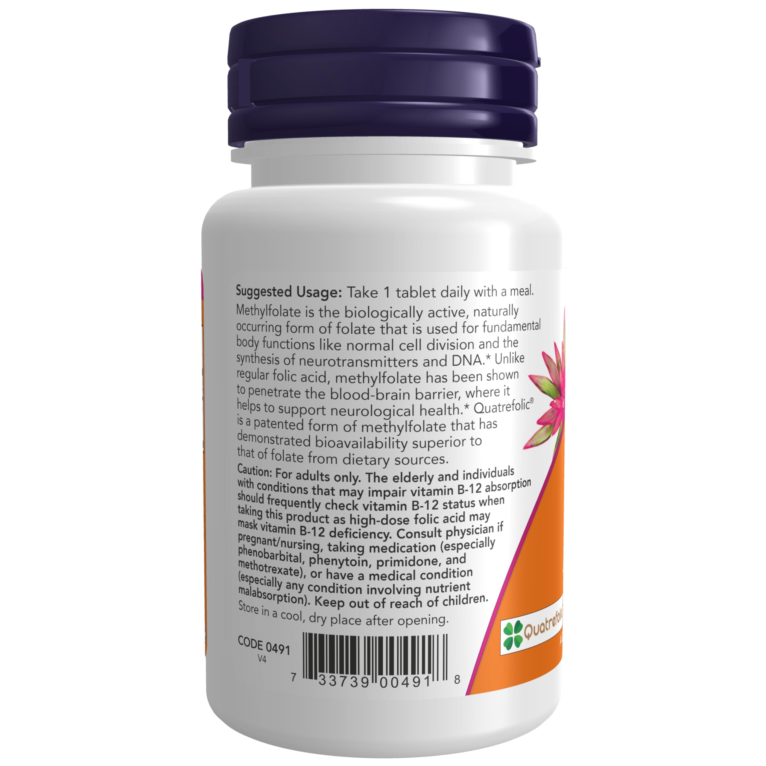 Foto 4 pulgar | Suplemento Now De Folato De Metilo, 1000 Mcg, 90 Tabletas - Venta Internacional.