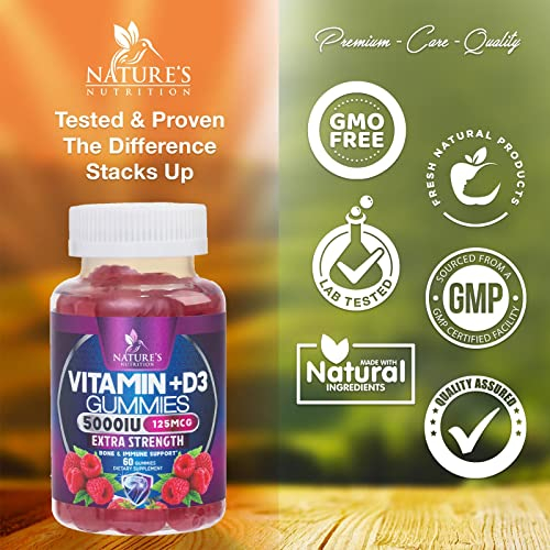 Foto 5 pulgar | Gomitas De Vitamina D3 Nature's Nutrition 5000 Ui 125 Mcg 60 - Venta Internacional.