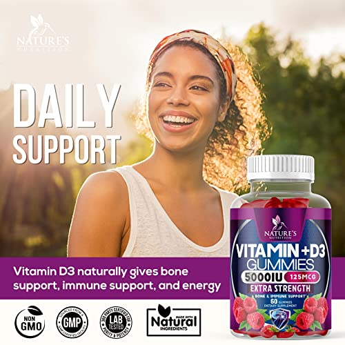Foto 7 pulgar | Gomitas De Vitamina D3 Nature's Nutrition 5000 Ui 125 Mcg 60 - Venta Internacional.