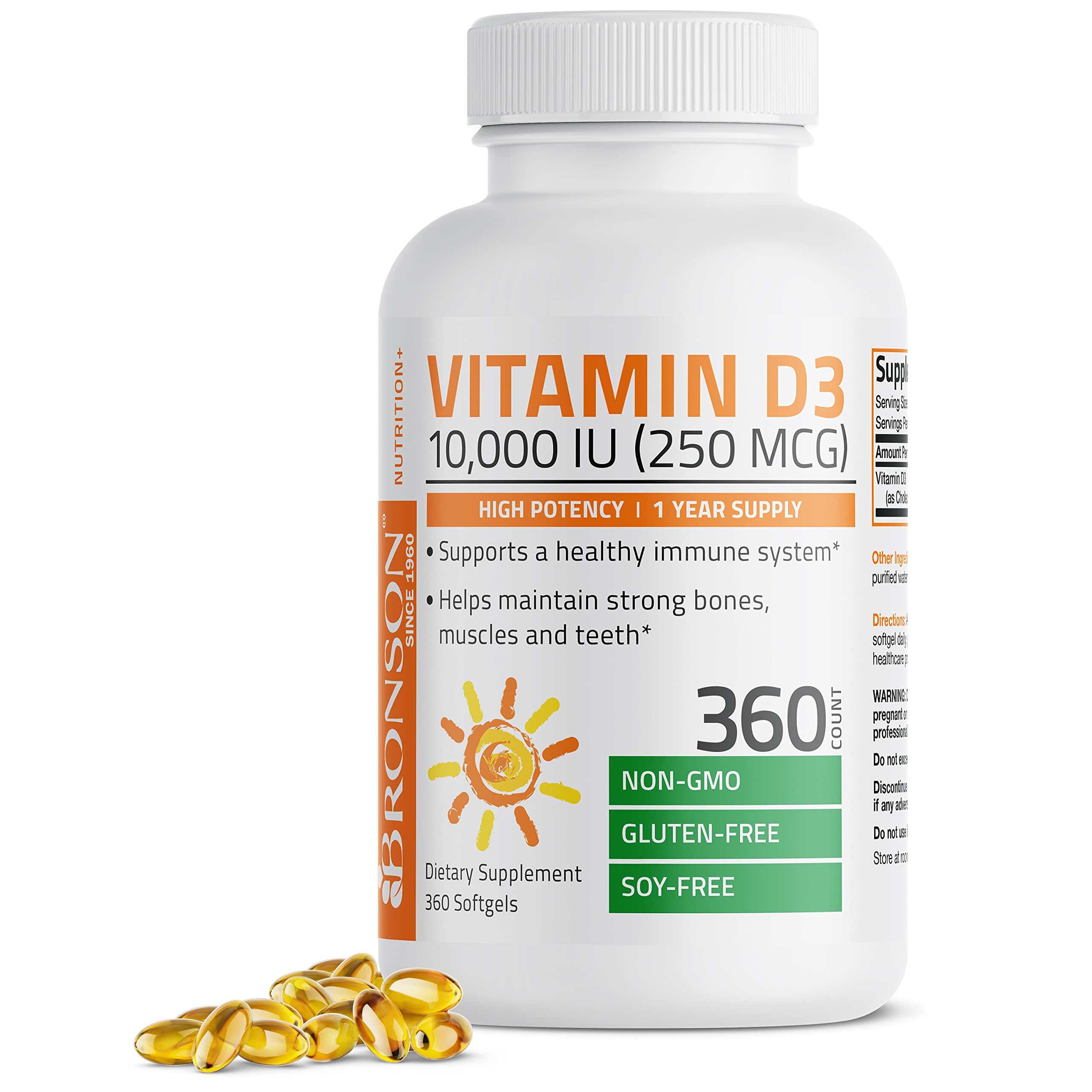 Foto 2 pulgar | Suplemento Bronson De Vitamina D3 De 10.000 Ui (250 Mcg) De Alta Potencia - Venta Internacional.