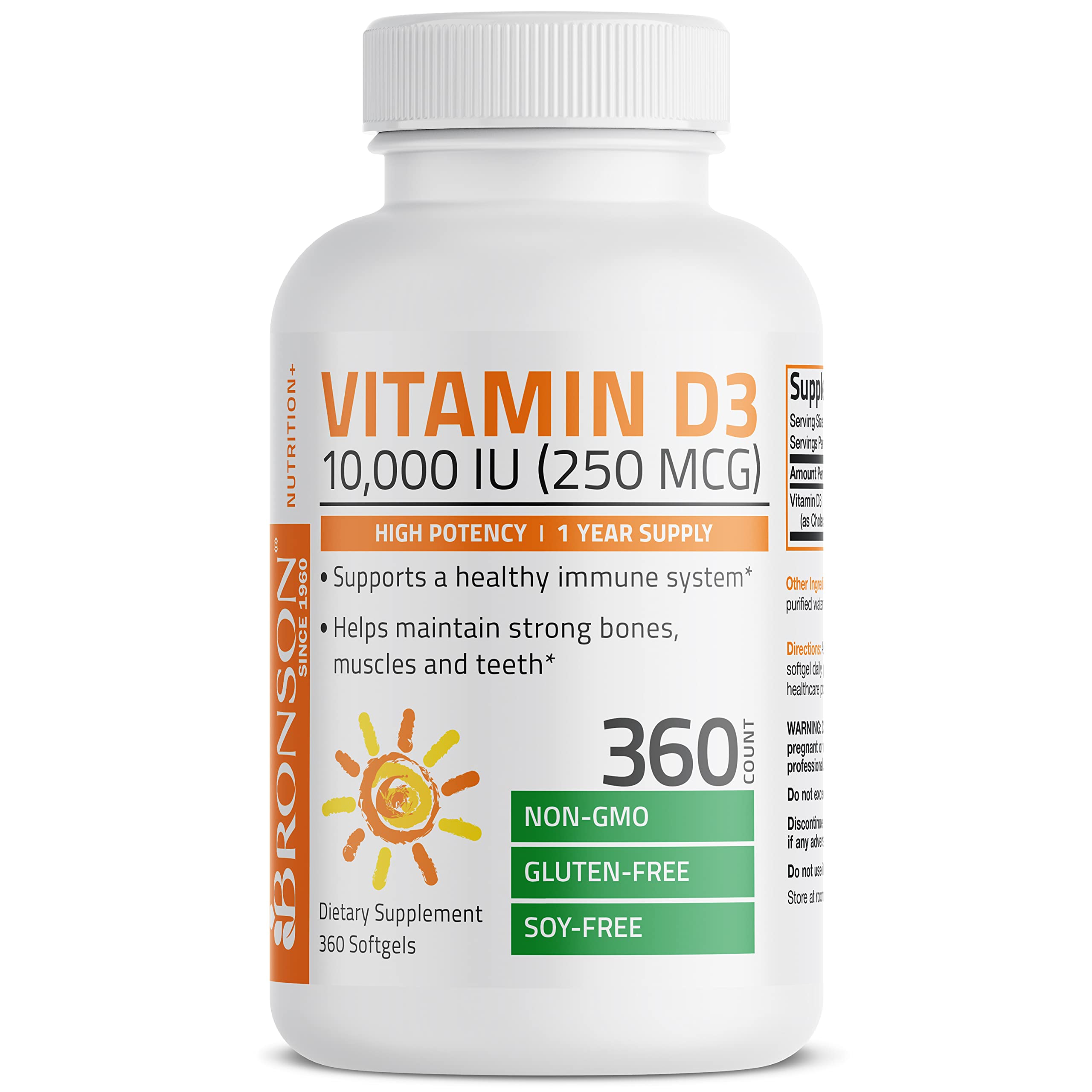 Foto 6 pulgar | Suplemento Bronson De Vitamina D3 De 10.000 Ui (250 Mcg) De Alta Potencia - Venta Internacional.